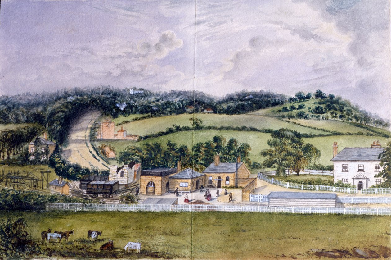 The Railway Terminus, Kent, n. 1860 (wc paperilla) tekijältä English School