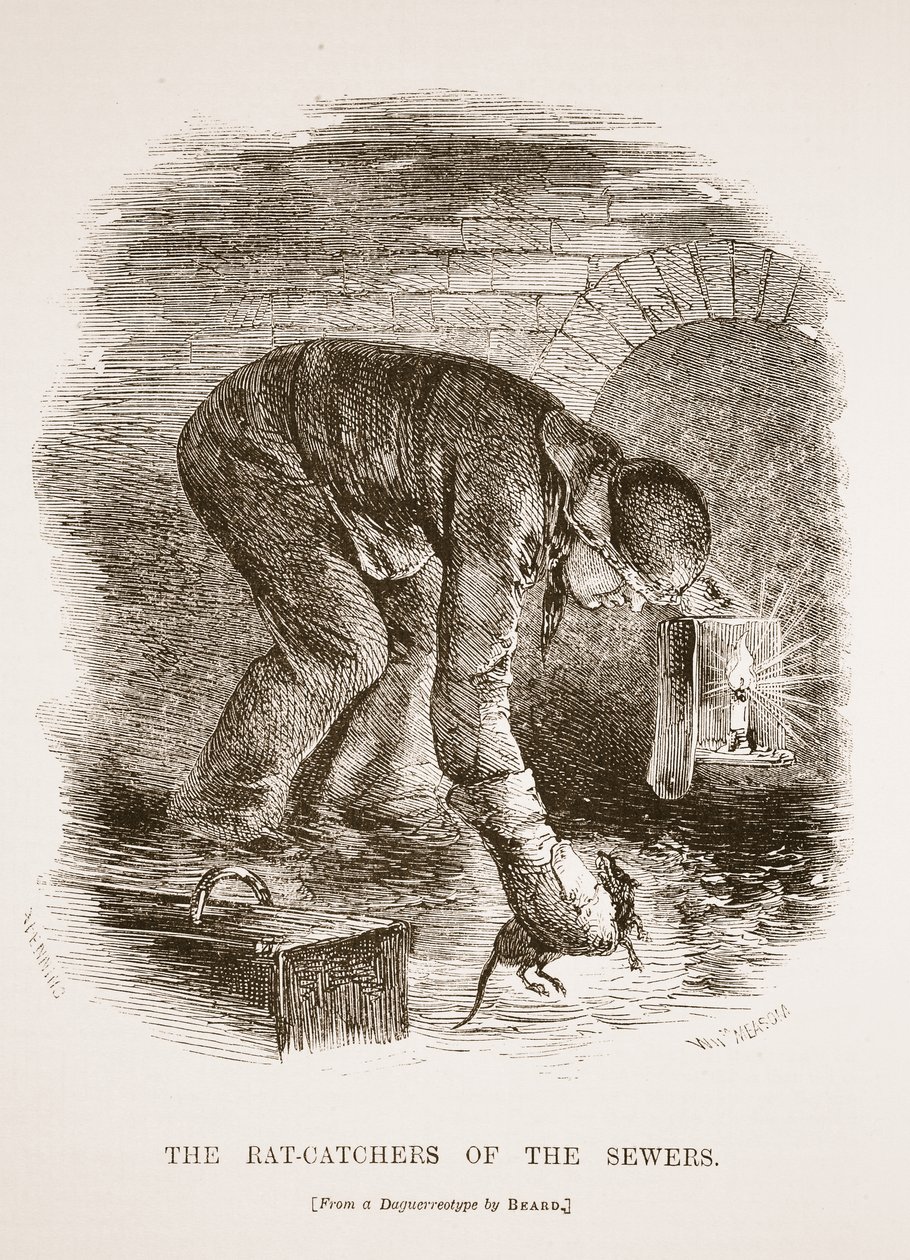 The Rat-Catchers of the Sewers, Richard Beardin daguerrotypiasta, kuvitus London Labourista ja London Poor, Henry Mayhew, pubi. 1862 tekijältä English School