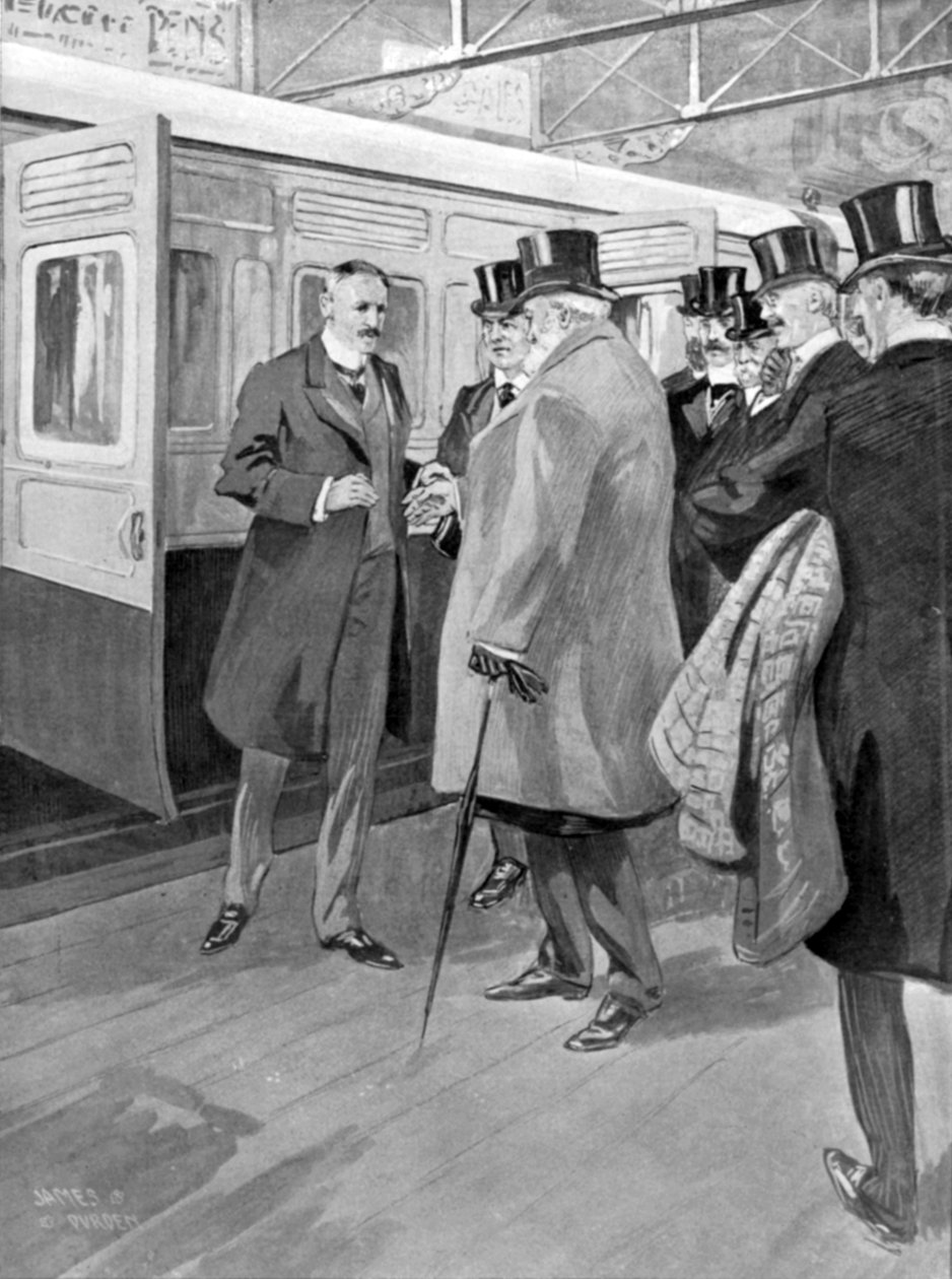 Lordi Milnerin vastaanotto, kuvitus kirjasta The King, 1. kesäkuuta 1901 tekijältä English School