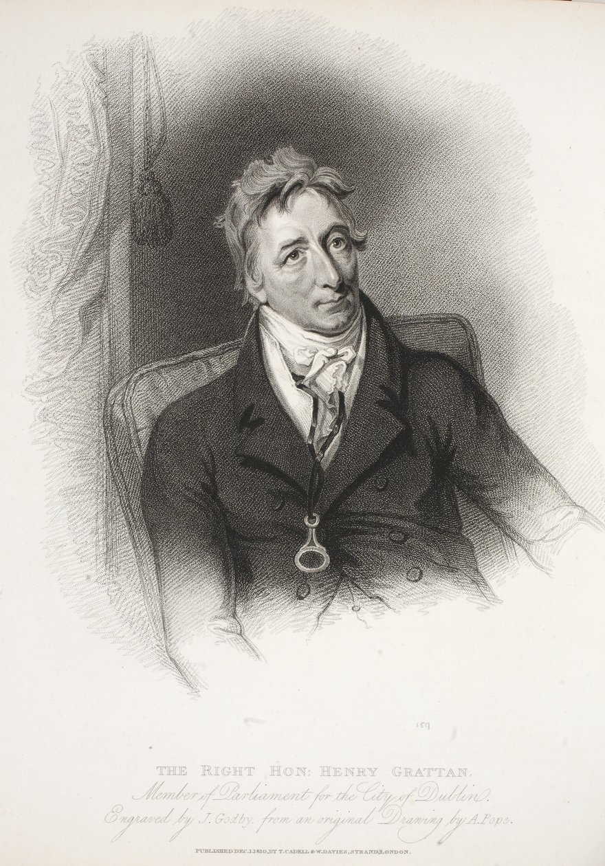 The Right Honorable Henry Grattan, eng. J. Godby A. Popen alkuperäispiirroksesta, 1810 tekijältä English School