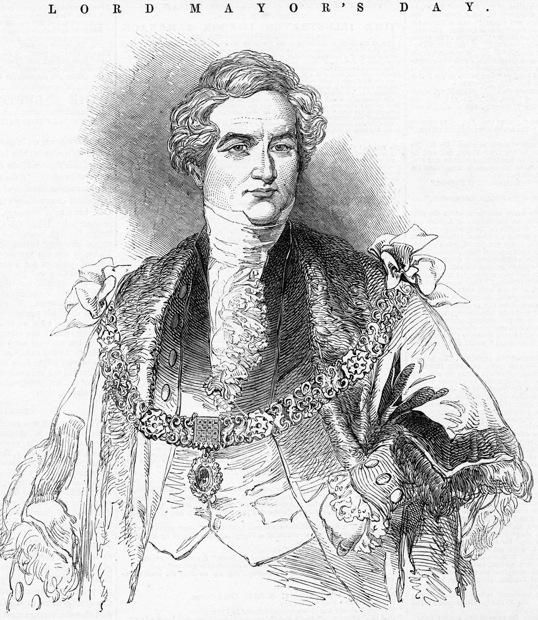 The Right Honourable Lord Mayor, Sir G. Carroll, kuvitus "The Illustrated London News" -lehdestä, 1846 tekijältä English School