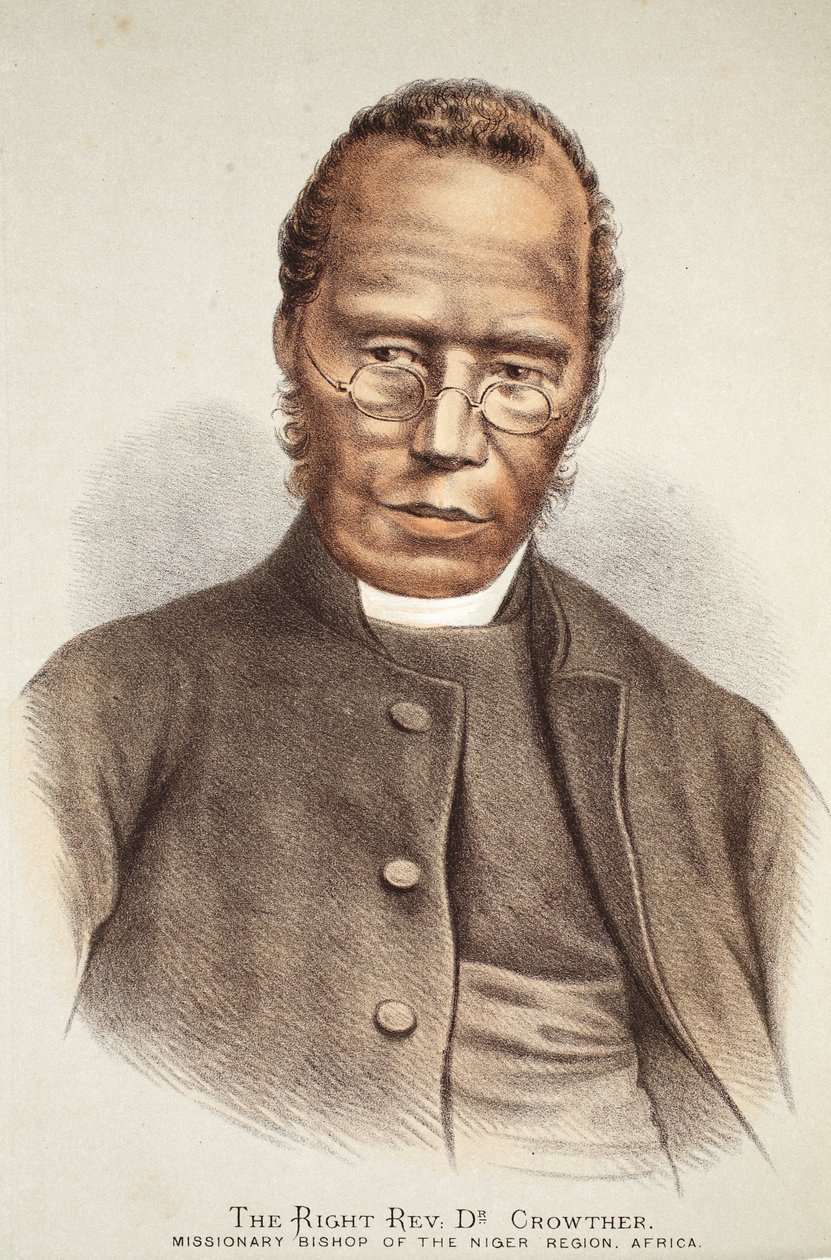 Oikea pastori tohtori Crowther, kuvitus J. Ewing Richien David Livingstonen elämän ja löytöjen kuvapainoksesta, pub. kirjoittanut A. Fullarton & Co., 1876 tekijältä English School