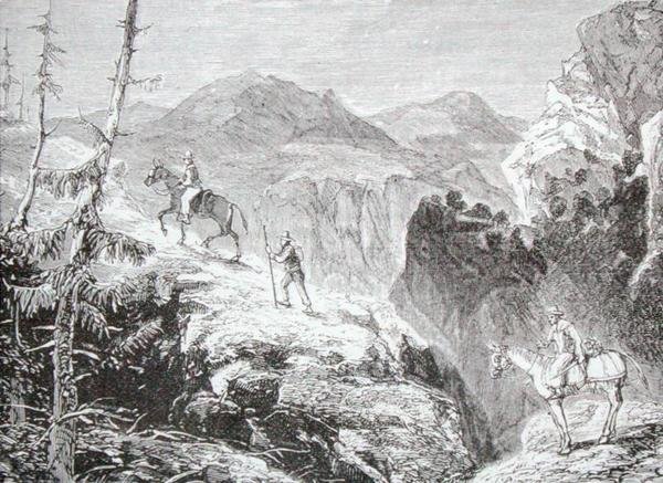 The Road to Honda, Kolumbia, pastori Thomas Milnerin "The Gallery of Geography", julkaistu noin 1880 (kaiverrus) tekijältä English School