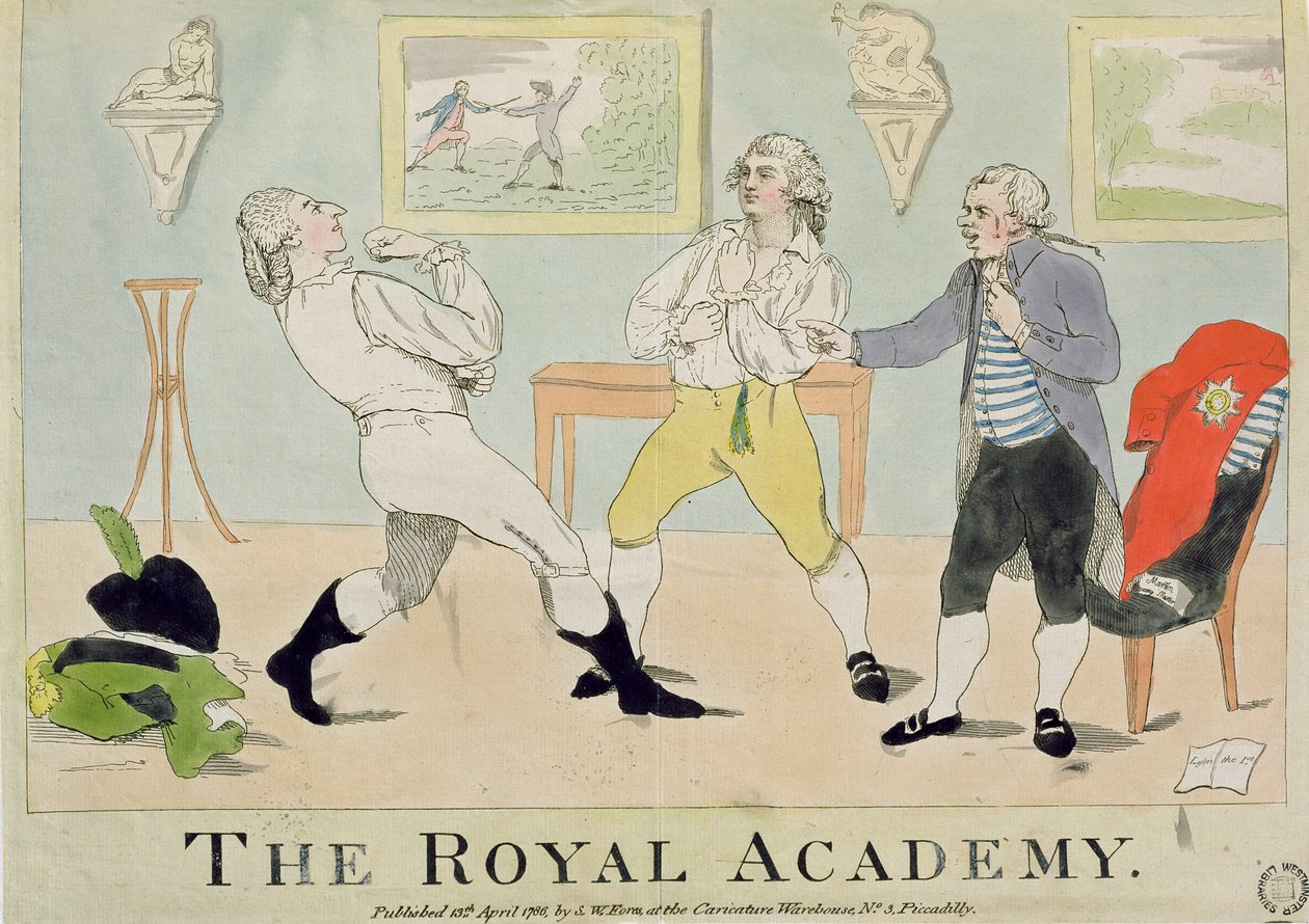 Royal Academy, pubi. kirjoittanut S.W. Fores, 1786 (värillinen etsaus) tekijältä English School