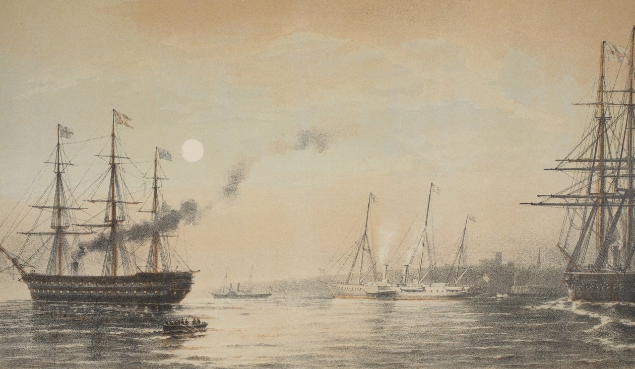 Royal Yacht off Margate -iltana 5. maaliskuuta 1863 Edward VII:n ja tanskalaisen Alexandran avioliiton muistomerkistä, pub. 1864 tekijältä English School