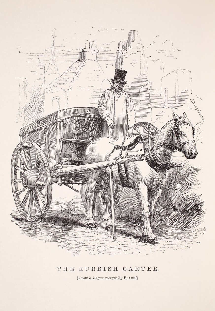 The Rubbish Carter, Richard Beardin daguerrotypiasta, kuvitus London Laborista ja London Poor, Henry Mayhew, pubi. 1862 tekijältä English School