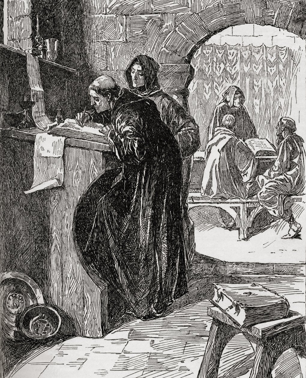 The Scriptorium of a Monastery, kirjasta The Church of England: A History for the People, julkaistu noin 1910 tekijältä English School