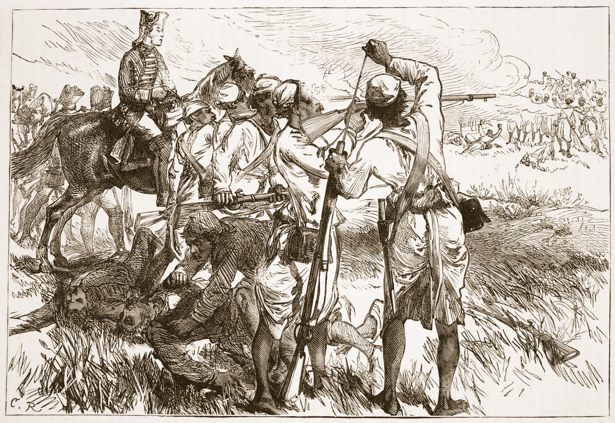 The Sepoys at Buxar, kuvitus James Grantin Cassells Illustrated History of Indiasta, pubi. 1879 tekijältä English School