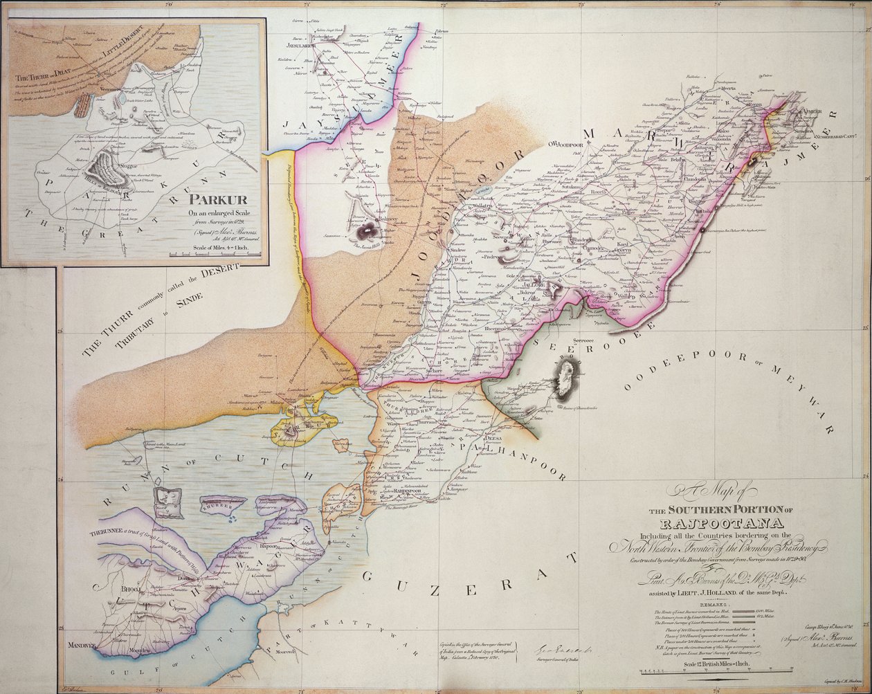 Rajpootanan eteläosa, 1820 (värikaiverrus) tekijältä English School