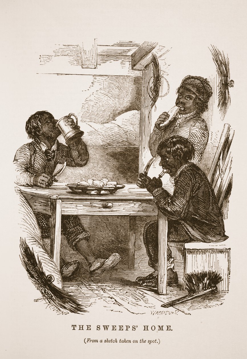 The Sweeps Home, kuvitus London Laborista ja London Poorista Henry Mayhew, pubi. 1862 tekijältä English School