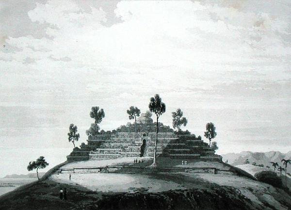 Boro Bodon temppeli Boron alueella Kedussa, Thomas Stamford Rafflesin (1781-1826) "Jaavan historiasta", julkaistu 1830 (toinen painos) (litho) tekijältä English School
