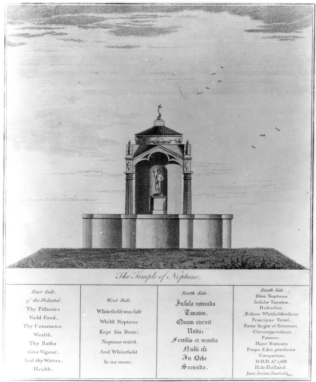 Neptunuksen temppeli Kingsgatessa Thanetin saarella, 1768 tekijältä English School