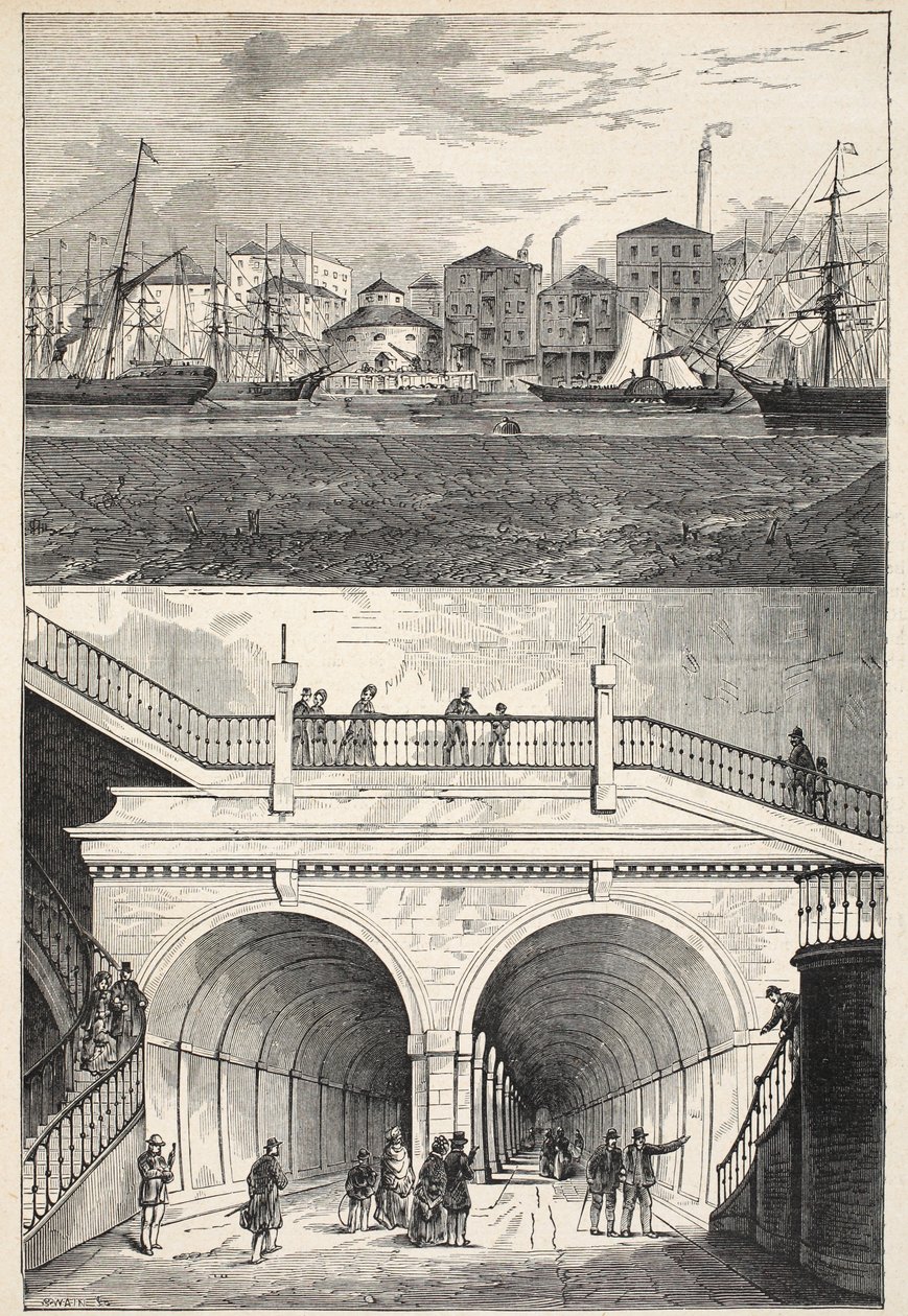 Thames-tunneli (sellaisena kuin se näytti, kun se alun perin avattiin liikenteelle) tekijältä English School
