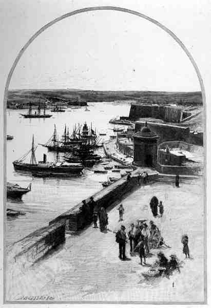 The Top of the Grand Harbour, Valletta, Malta, The Picturesque Mediterranean, Volume 3, julkaisija Cassell and Co. Ltd. tekijältä English School