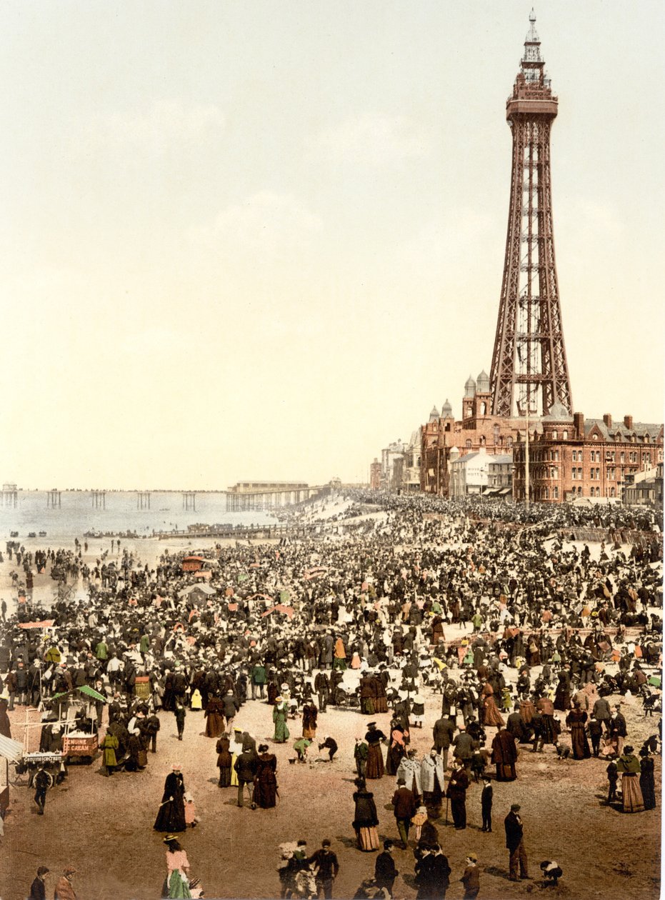 Torni ja ranta, Blackpool (käsin värjätty valokuva) tekijältä English School