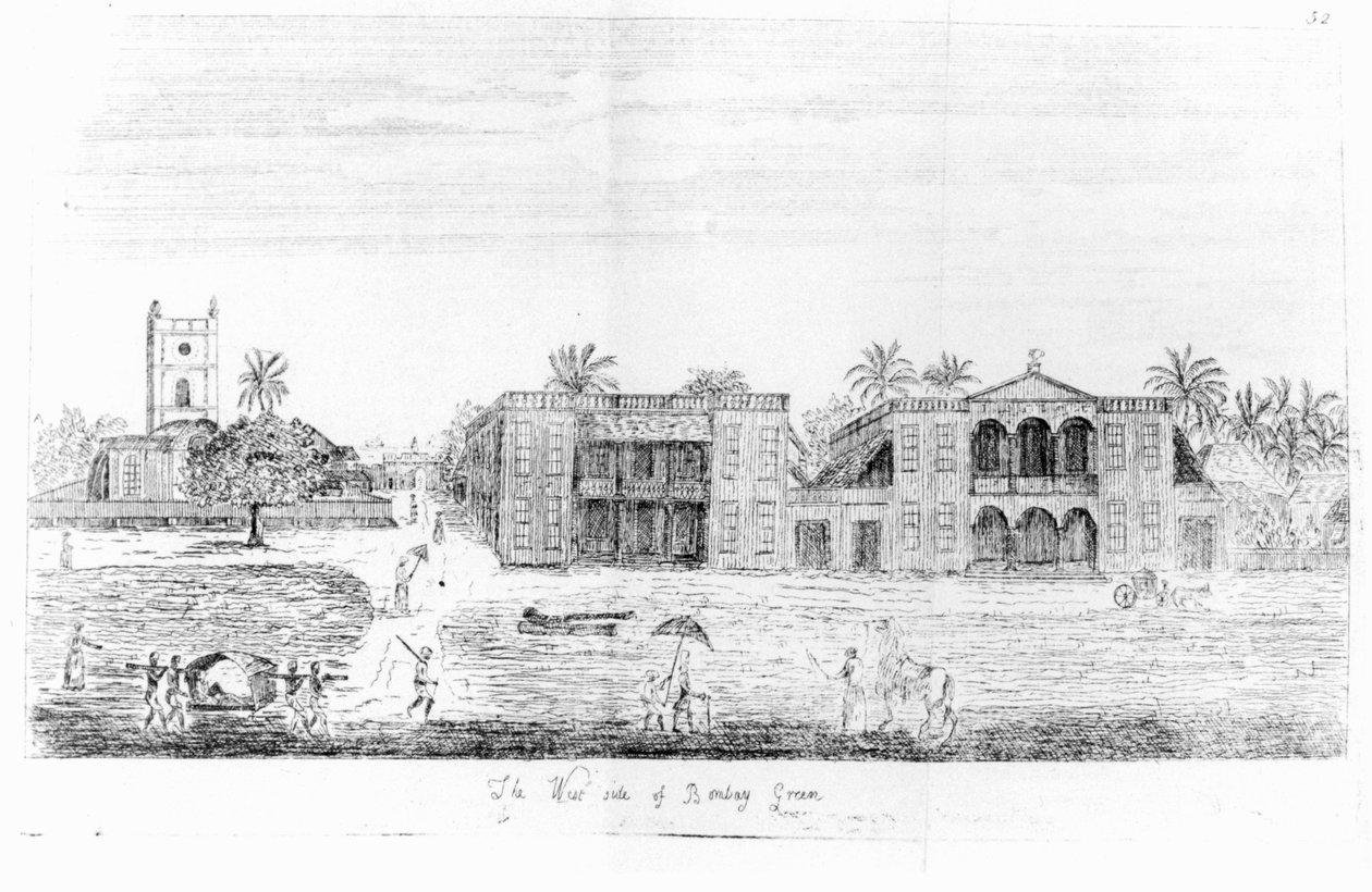 The West Side of Bombay Green, Intia, John Henry Grosen matkasta Itä-Intiaan, 2. painos, 1766 tekijältä English School