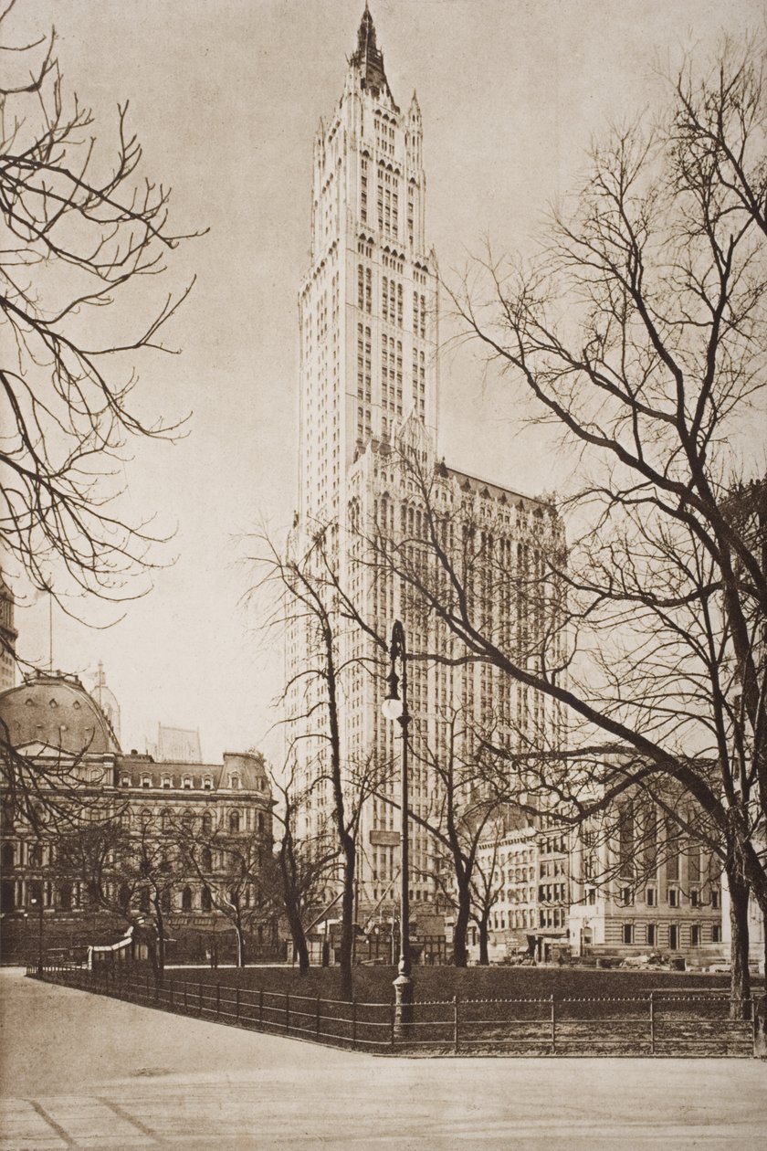 The Woolworth Building, New York, kuvitus H.G. Wellsin teoksesta The Outline of History, Volume II, julkaistu vuonna 1920 tekijältä English School