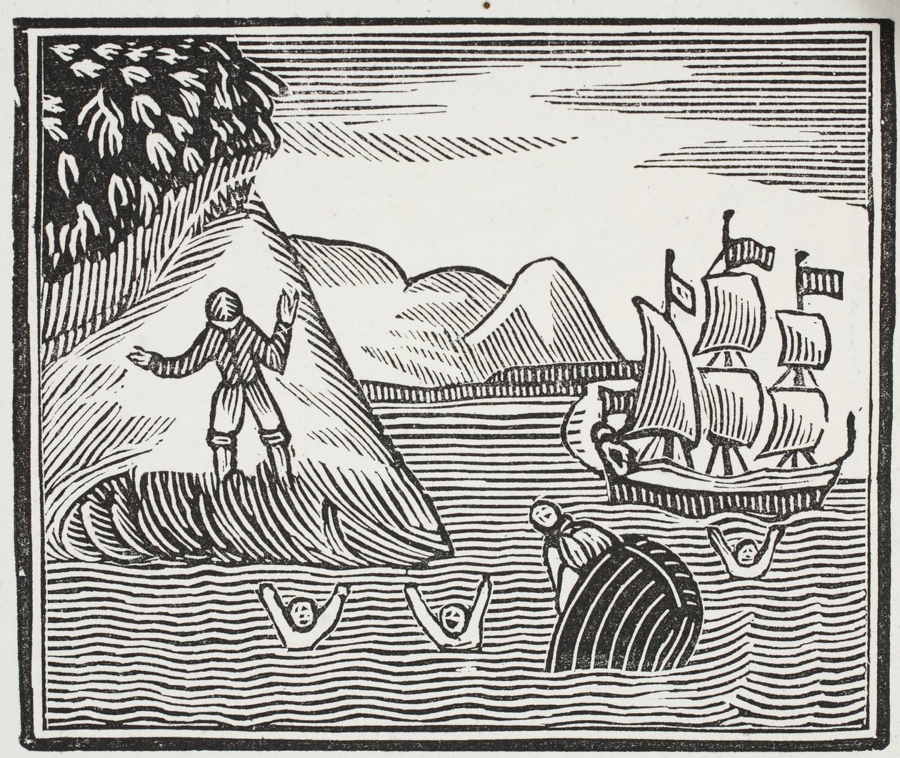 The Wreck, kuvitus John Ashtonin kirjasta Chap-books of the Eightenth Century, pubi. 1882 tekijältä English School