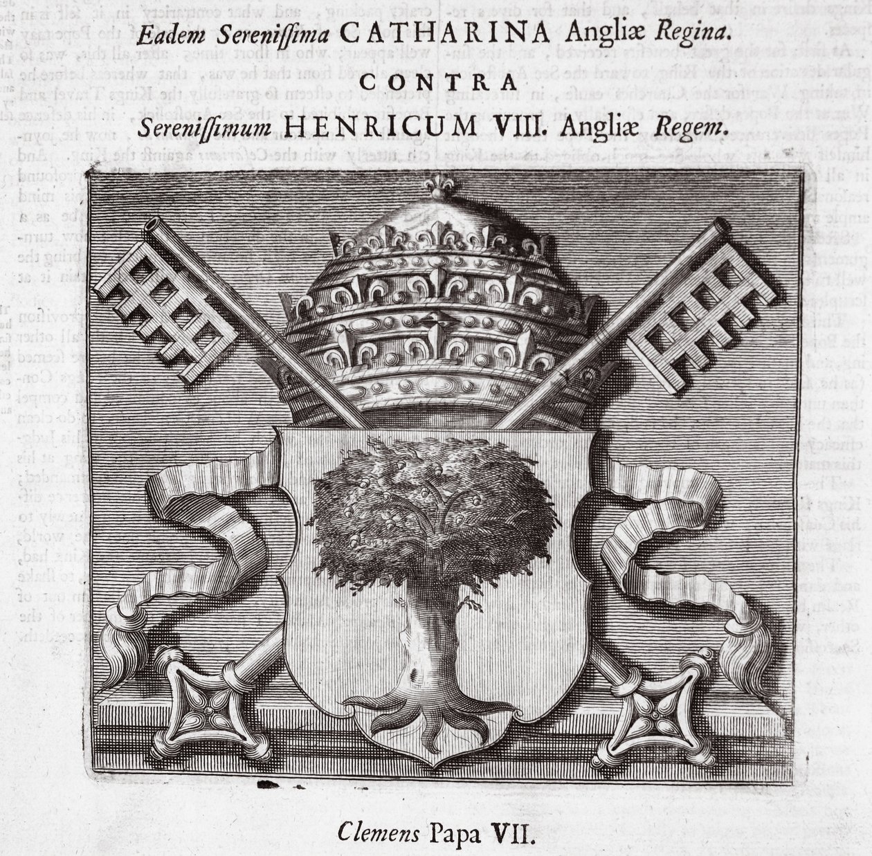 Paavi Klemens VII:n käsivarret, kuvitus John Foxen teoksista ja monumenteista, yhdeksäs painos, pub. 1684 tekijältä English School