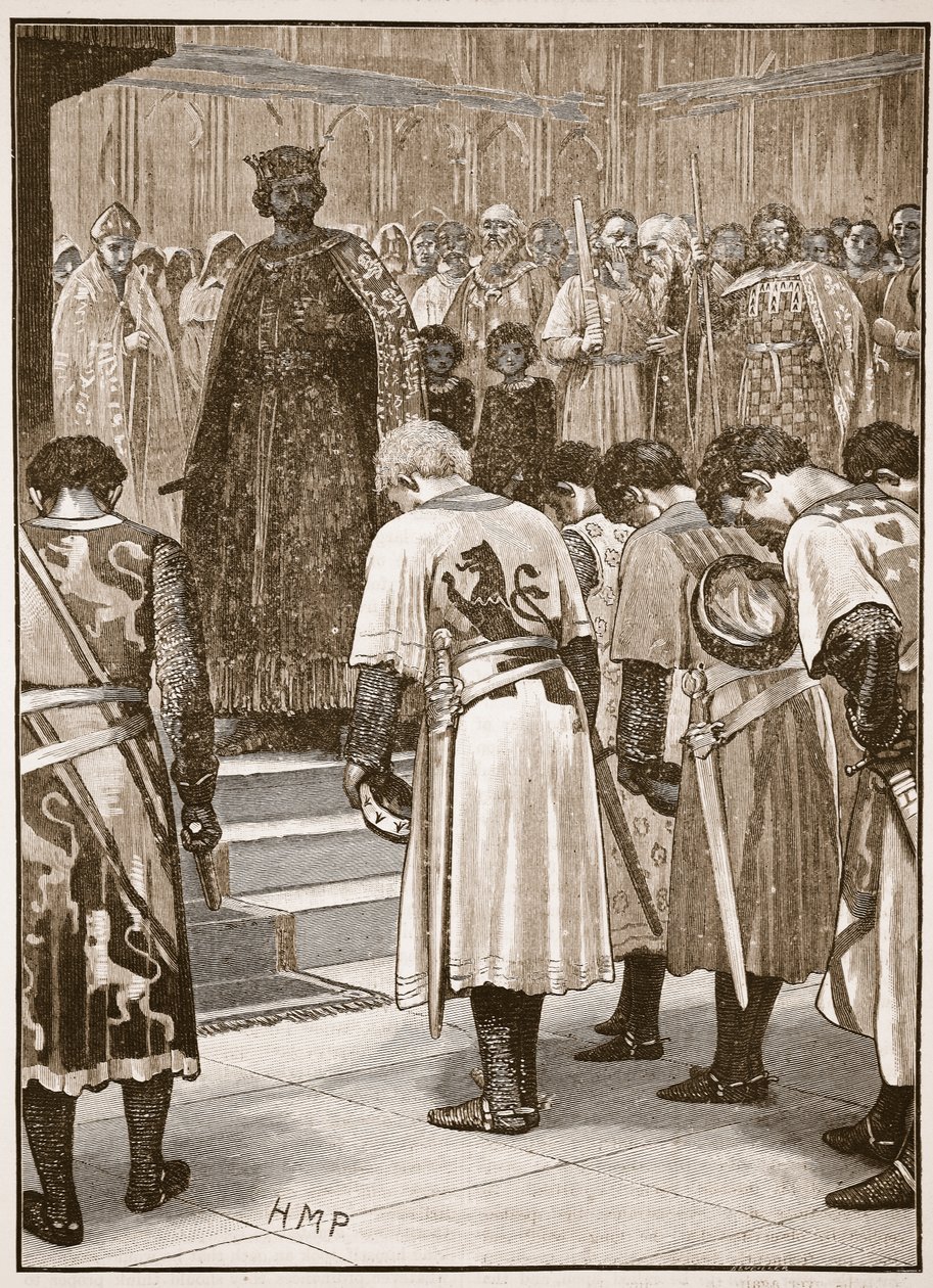 Paronit esittävät vaatimuksensa Henrylle, kuvitus Cassells Illustrated History of Englandista (seepiakuva) tekijältä English School