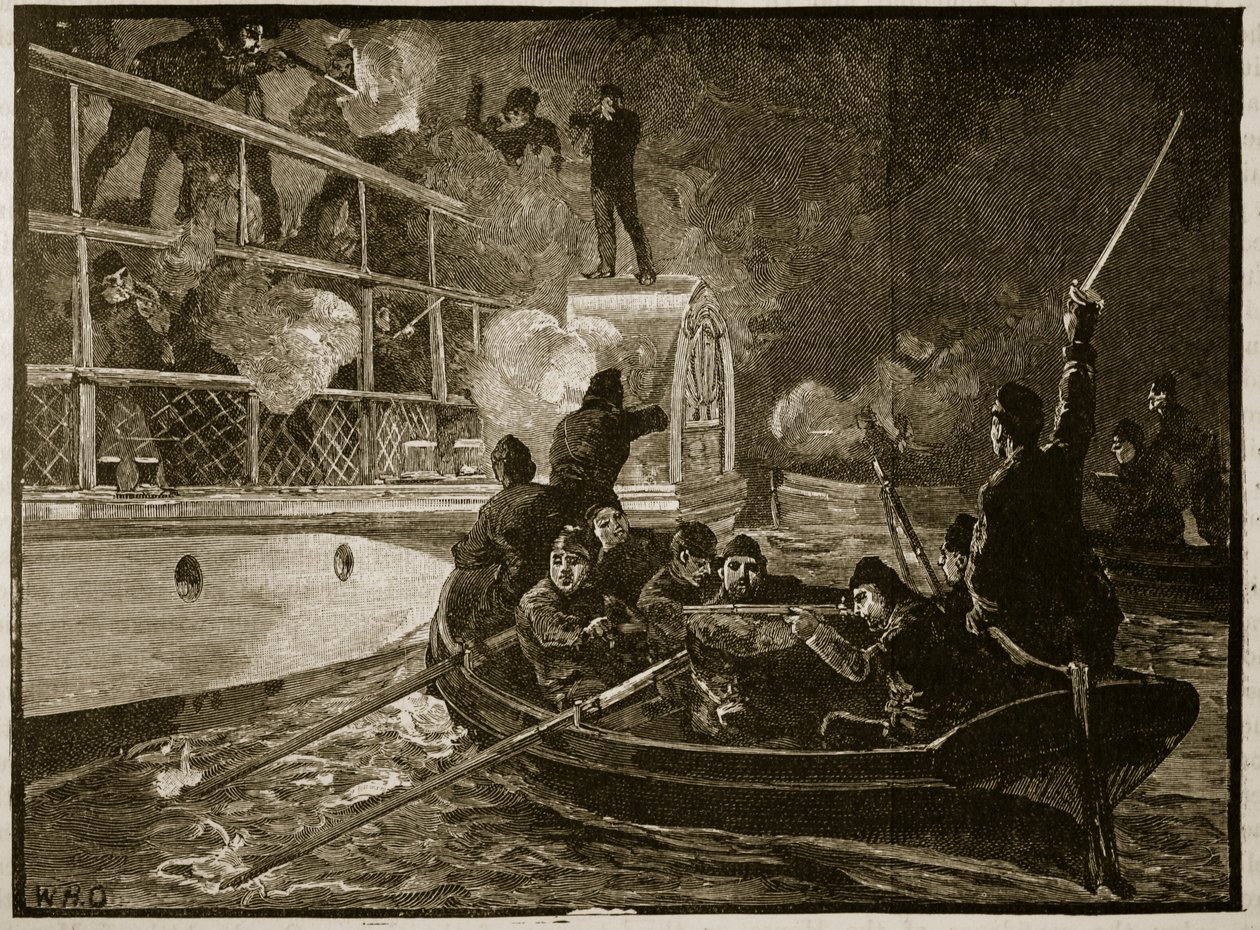 Carolinen vangitseminen, 1837, kuvitus Cassells Illustrated History of Englandista (seepiakuva) tekijältä English School