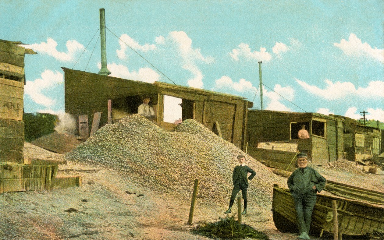 Simppunivajaat vanhassakaupungissa, Leigh-on-Sea, Essex, Englanti (väri litho) tekijältä English School