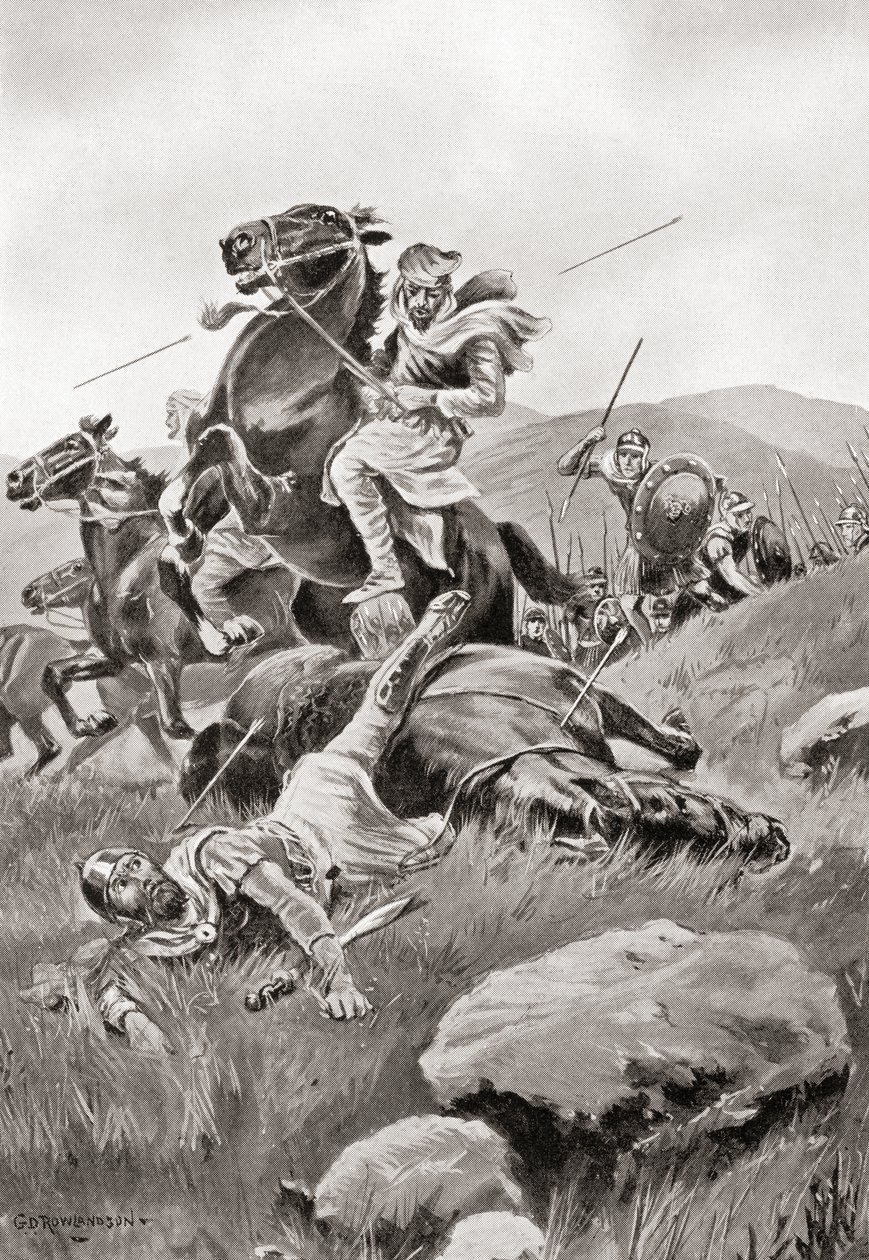 Masistiuksen kuolema, kun hän johti ratsuväen hyökkäystä kreikkalaisia joukkoja vastaan, Hutchinsonin kansojen historiasta, pub.1915 tekijältä English School