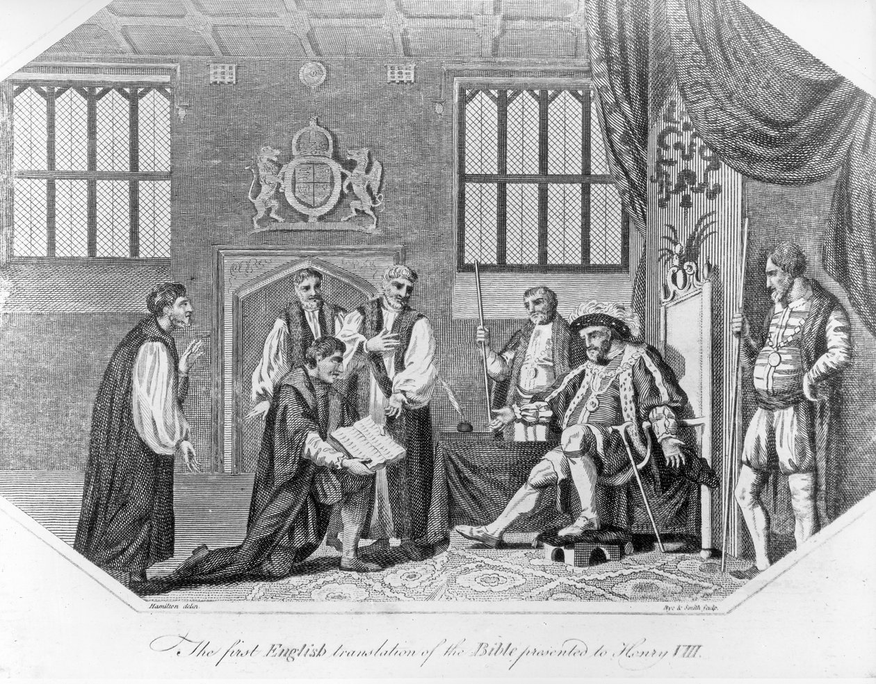 Ensimmäinen englanninkielinen raamatunkäännös esiteltiin Henrik VIII:lle vuonna 1824. tekijältä English School