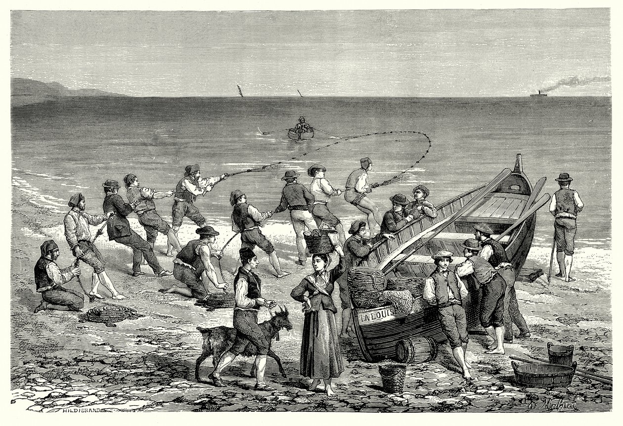 Mentonen kalastajat (kaiverrus) tekijältä English School