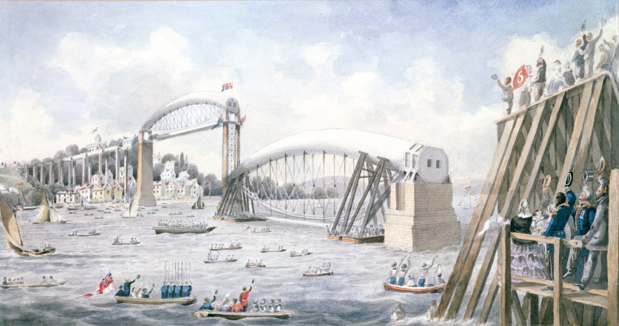 Royal Albert Bridgen viimeisen jännevälin kelluminen, Saltash (wc paperilla) tekijältä English School