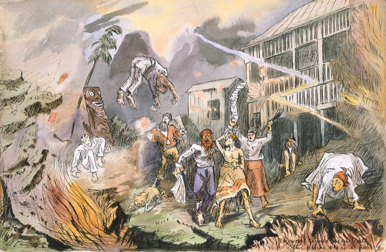 Samana iltana koko paikka räjähti, n. 1880 (kynä & muste wc:llä paperilla) tekijältä English School
