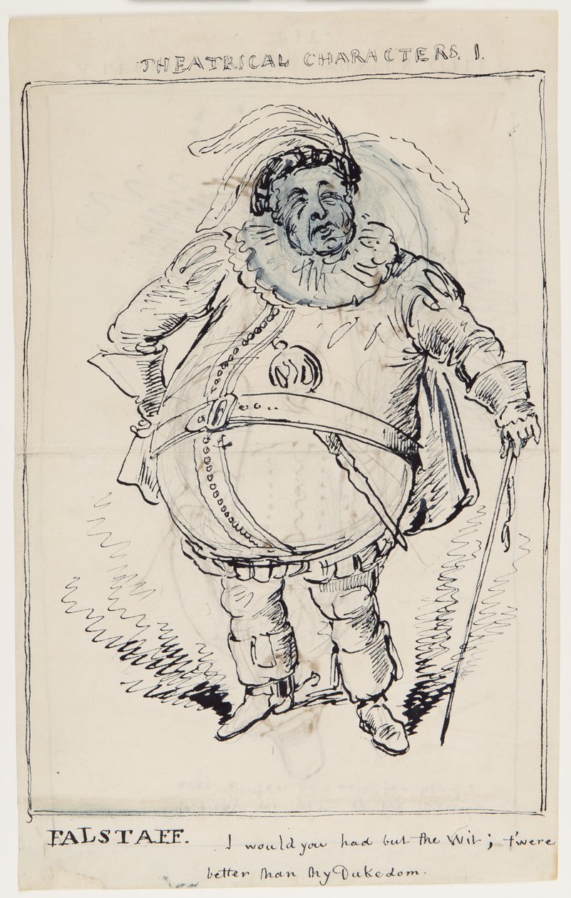 Teatterihahmot 1: Falstaff, n. 1825 (kynä ja muste paperille) tekijältä English School