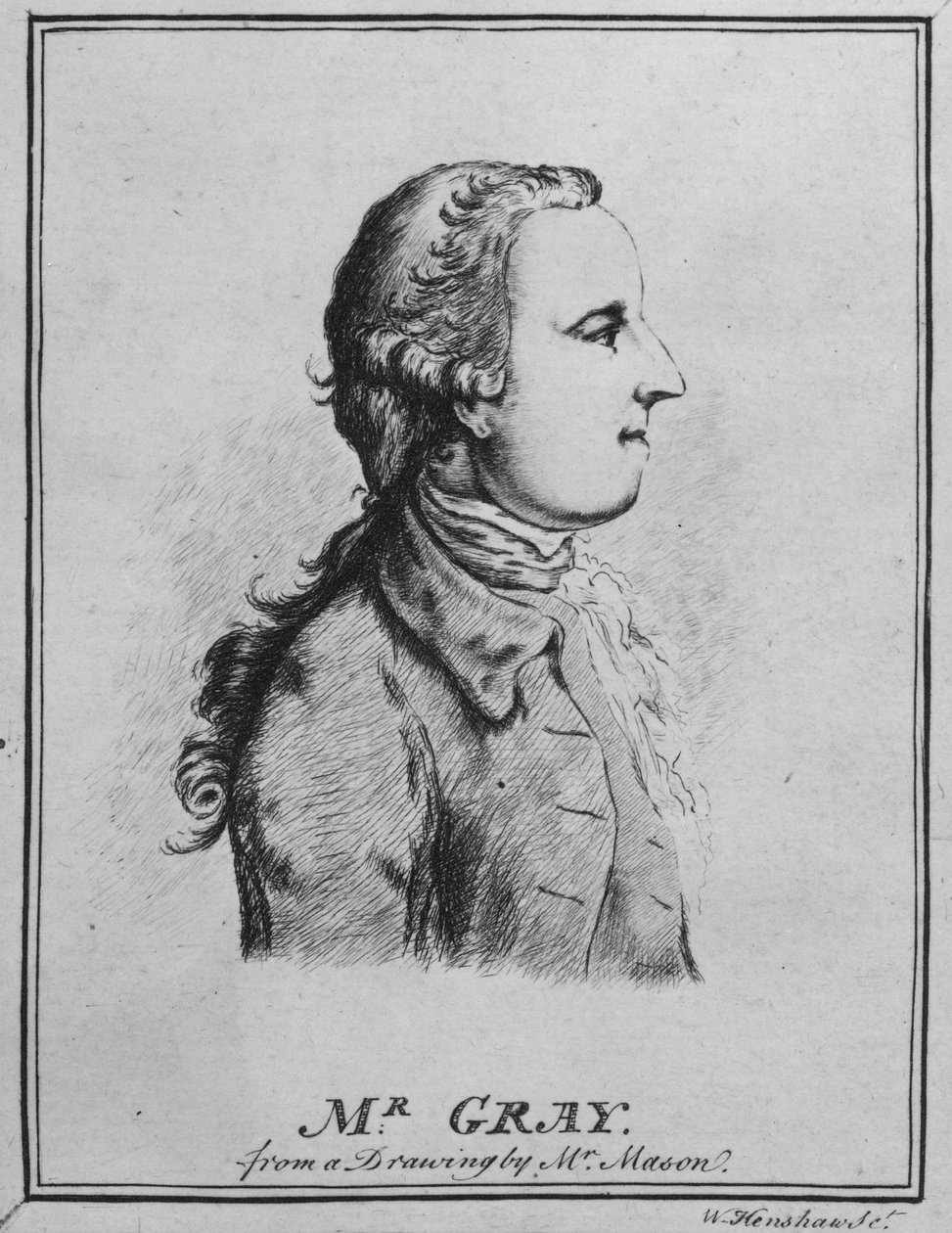 Thomas Gray, piirtänyt William Henshaw (kynä ja muste paperille) (bw kuva) tekijältä English School