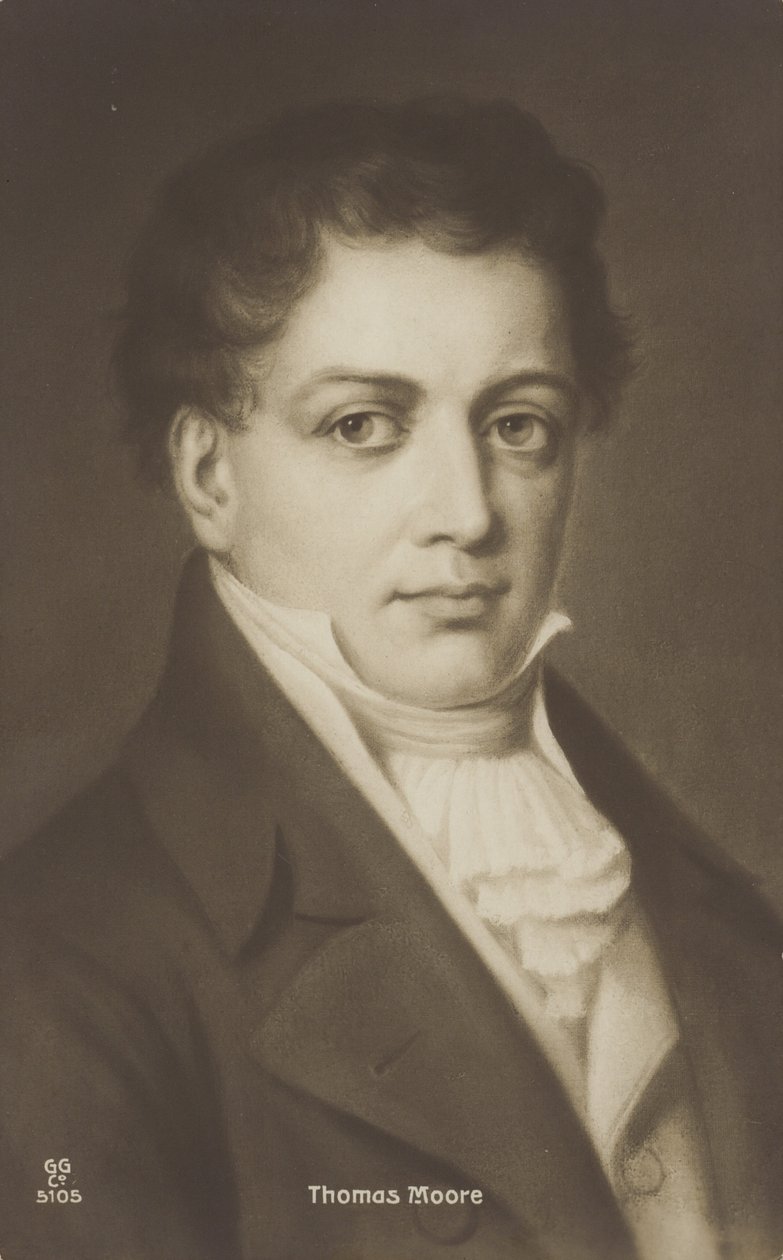 Thomas Moore (1779-1852), irlantilainen runoilija, laulaja ja viihdyttäjä (litografia) tekijältä English School