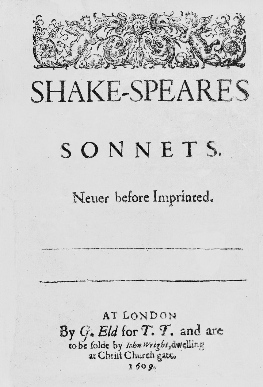 Shakespearen sonettien otsikkosivu tekijältä English School
