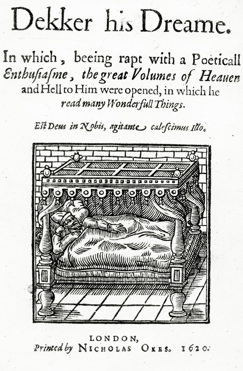 Thomas Dekkerin Dekker hänen unelmansa nimilehti, julkaistu 1620 tekijältä English School