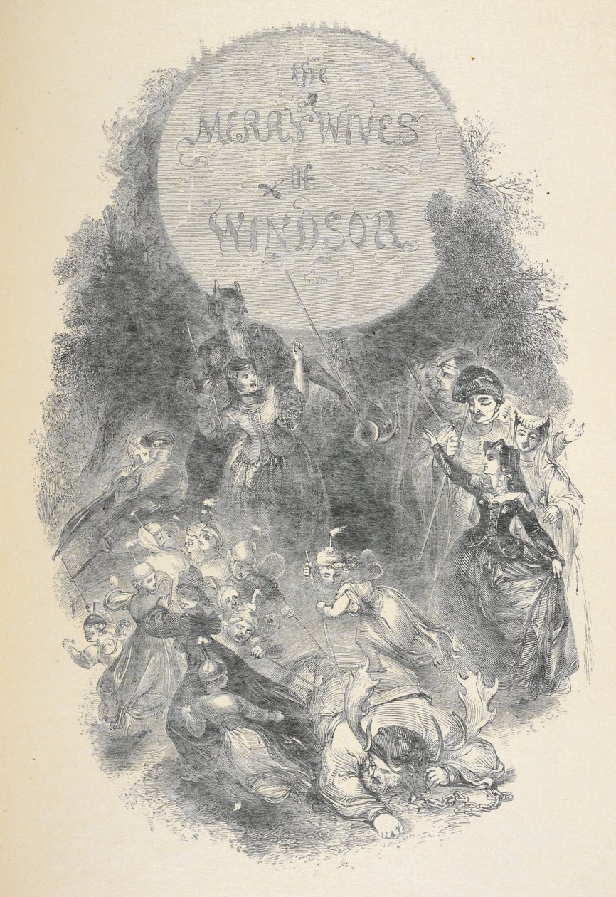 Nimisivu William Shakespearen teokselle The Merry Wives of Windsor tekijältä English School
