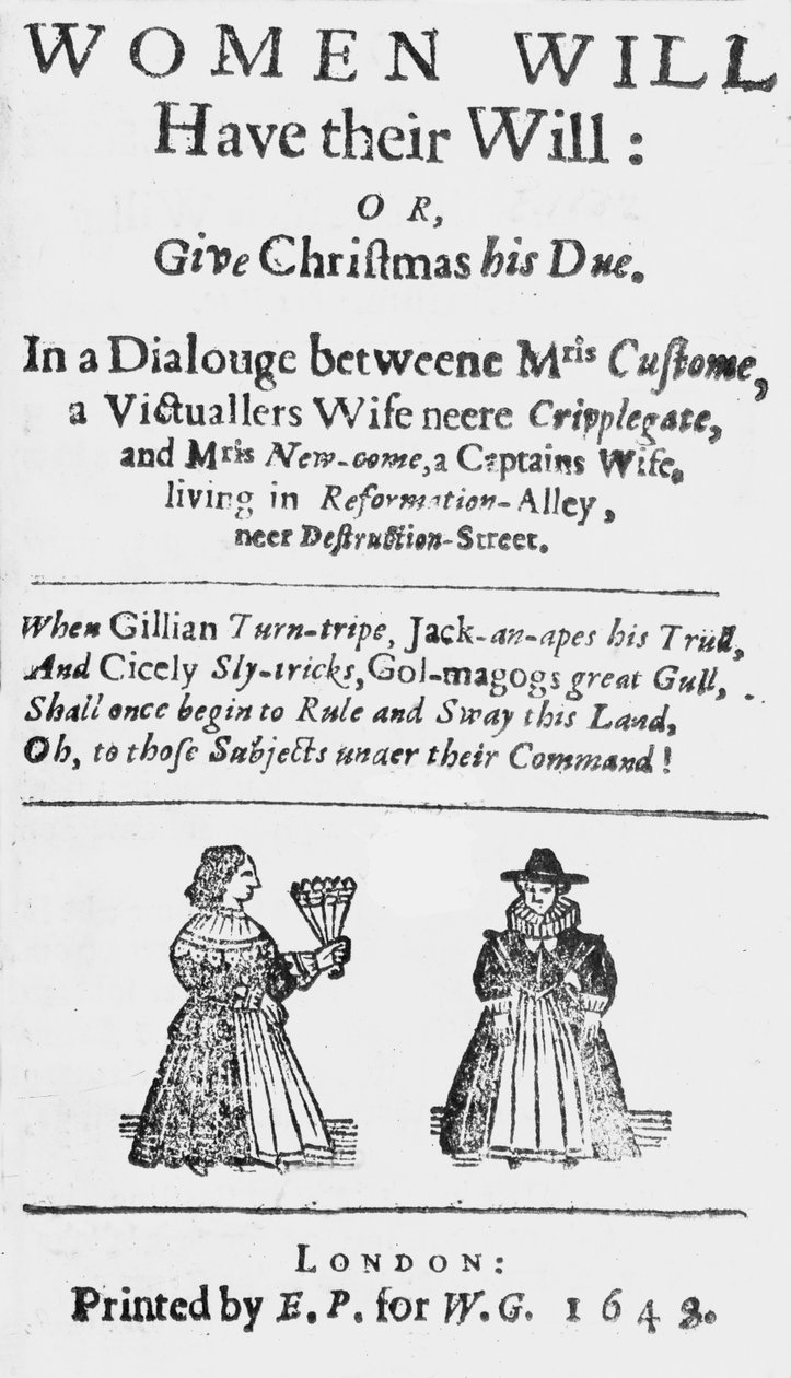 Naisille tulee heidän tahtonsa: tai anna joulun nimikesivu, julkaistu 1648 tekijältä English School