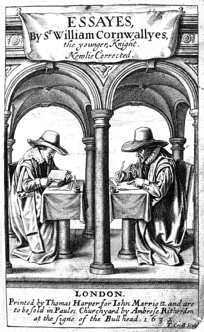 Nimisivu Sir William Cornwallisin esseisiin, Thomas Cecillin painos, julkaistu 1632 tekijältä English School