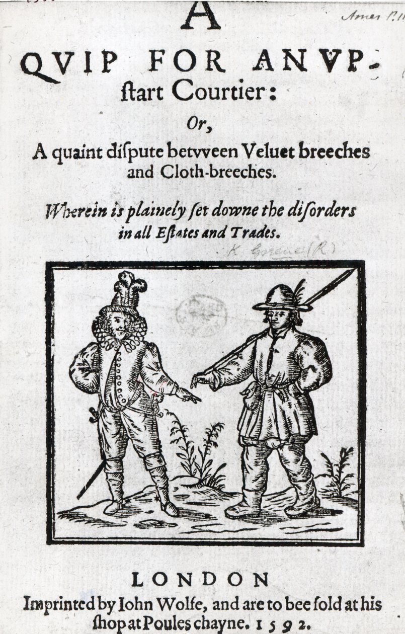 Robert Greenen 1592:n Viha upstart-hovimiehelle otsikkosivu tekijältä English School