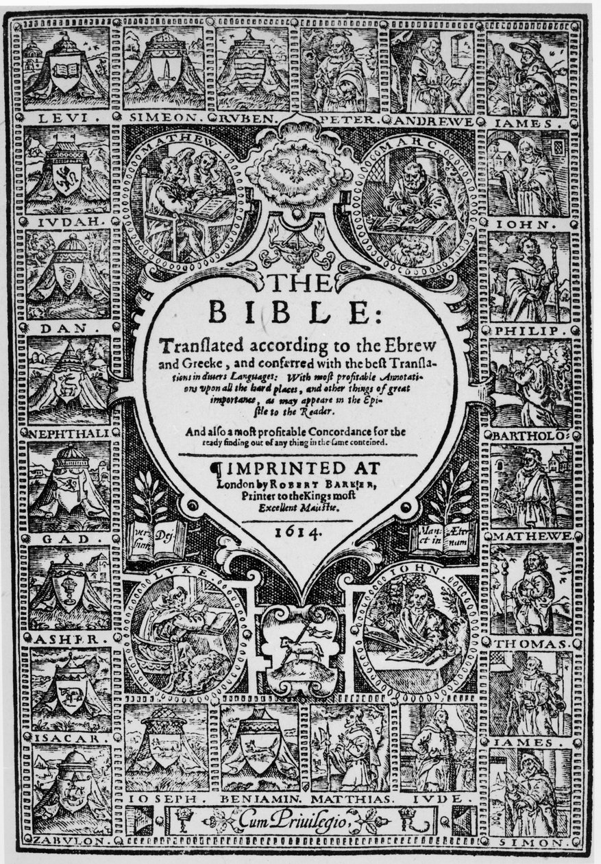 Nimisivu Geneven Raamatun englanninkieliselle käännökselle, 1614 tekijältä English School