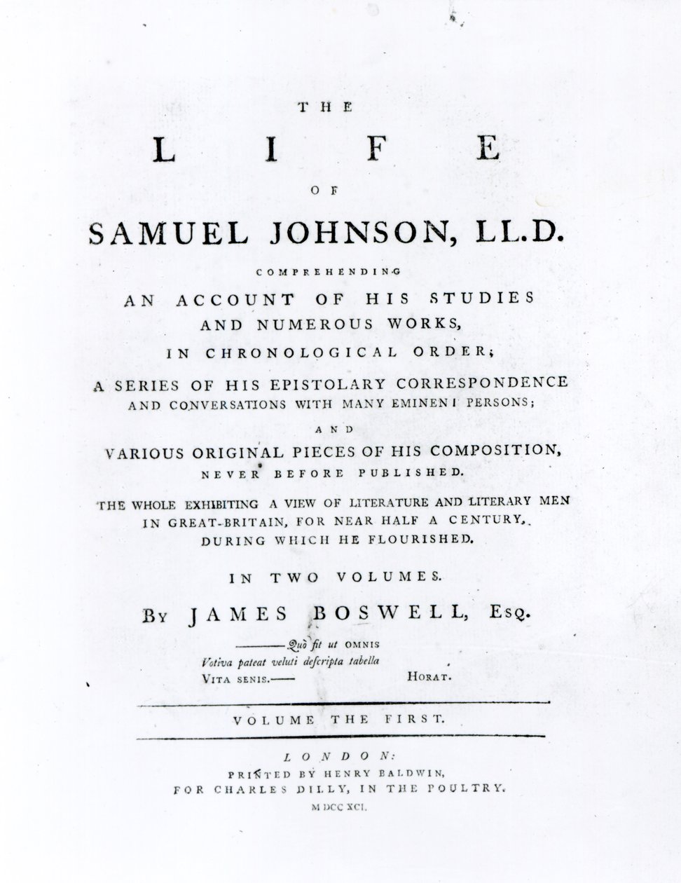 Nimisivu, James Boswellin (1740-1795) Samuel Johnsonin elämästä tekijältä English School