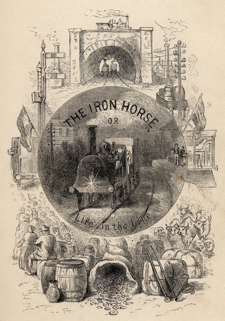R.M.:n The Iron Horse or Life on the Line otsikkosivu. Ballantyne, julkaistu 1884 tekijältä English School