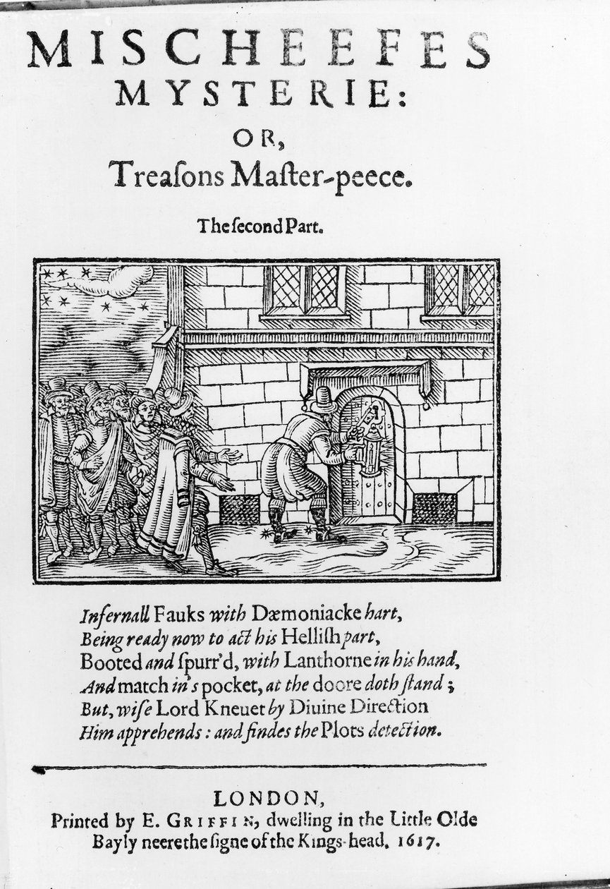 Nimisivu elokuvalle Mischeefes Mysterie tai Treasons Master-peece – John Vicarsin toinen osa 1617 tekijältä English School