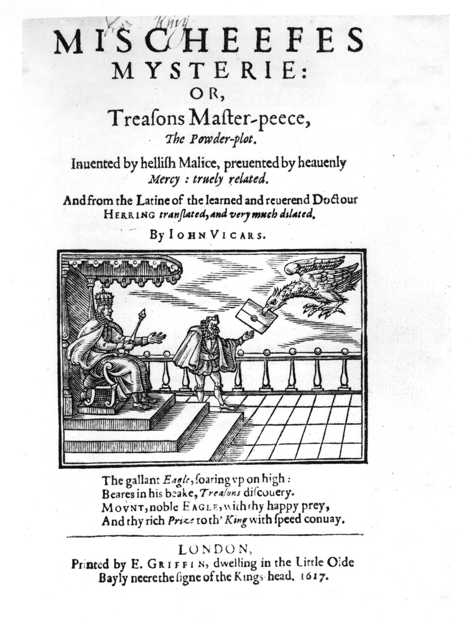 John Vickersin Mischeefes Mysterien tai Treasons Master-peecen, jauhejuonen, nimisivu, 1617 tekijältä English School