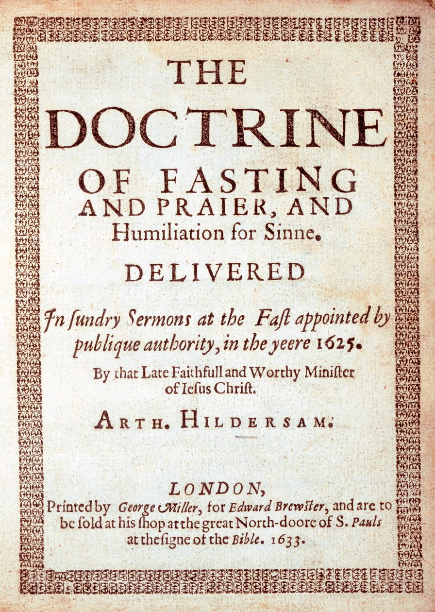 Arthur Hildersamin Paastooppi, 1633, nimisivu (painettu) tekijältä English School