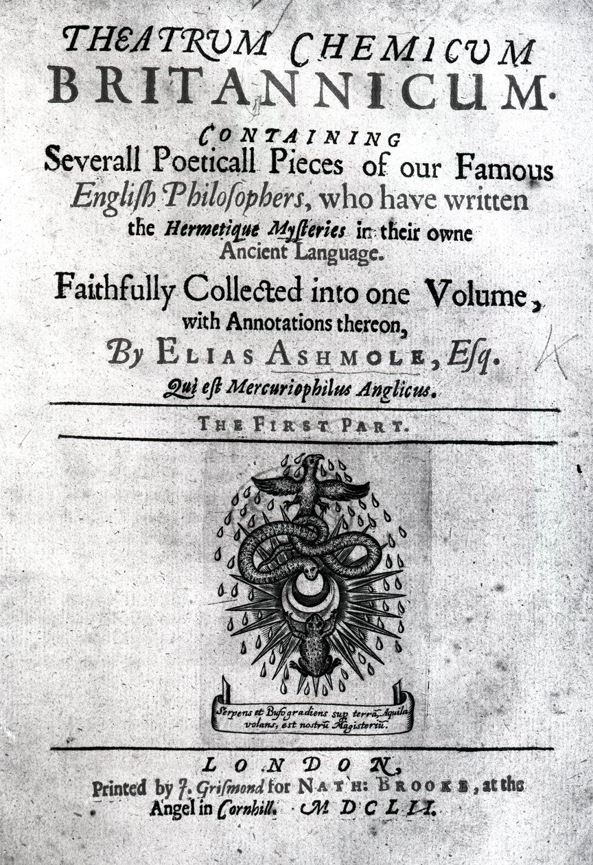 Elias Ashmolen Theatrum Britannicumin nimisivu, 1652 (painettu) tekijältä English School