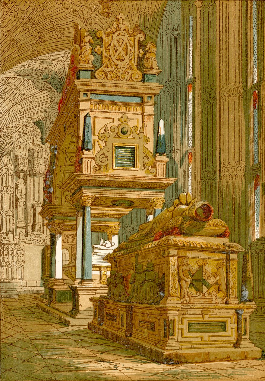 Mary Queen of Scotsin hauta, Westminster Abbey (värillinen kaiverrus) tekijältä English School