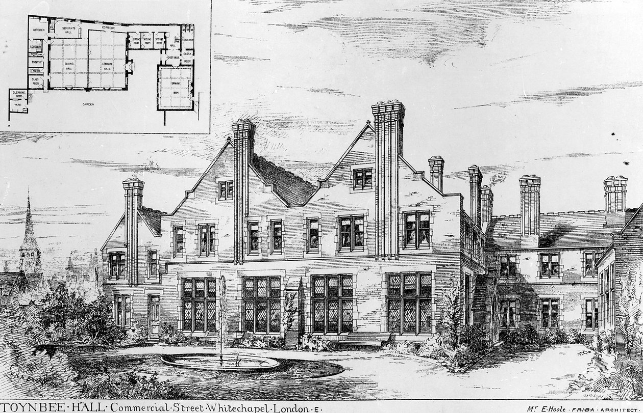 Toynbee Hall, kuva The Builderista, 14. helmikuuta 1885 tekijältä English School