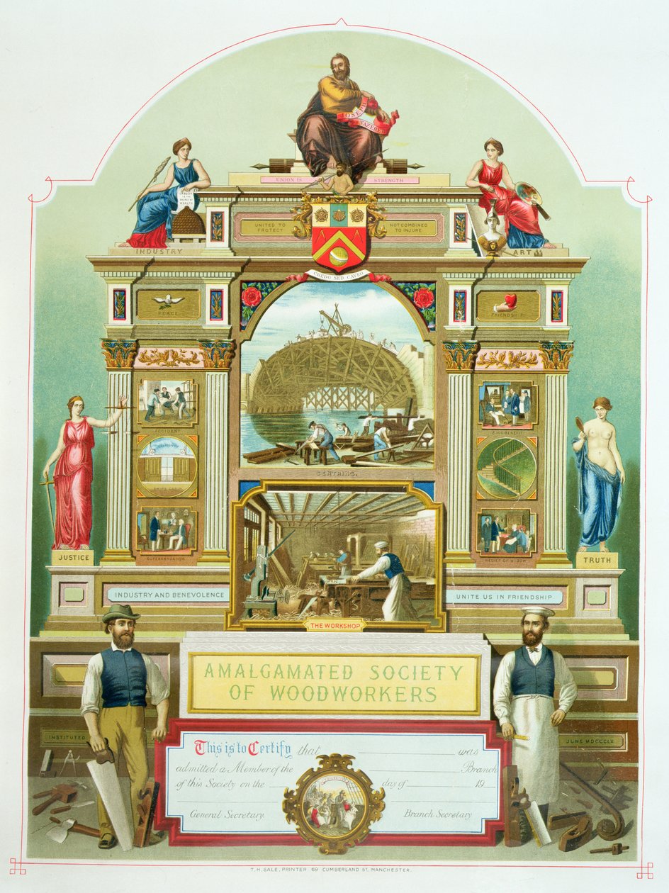 Puutyöläisten yhdistyneen yhdistyksen kauppatunnus, 1860 tekijältä English School